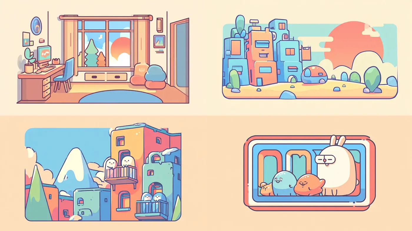 Playful and Whimsical Illustrative Style with Soft Color Palette - Midjourney sref style