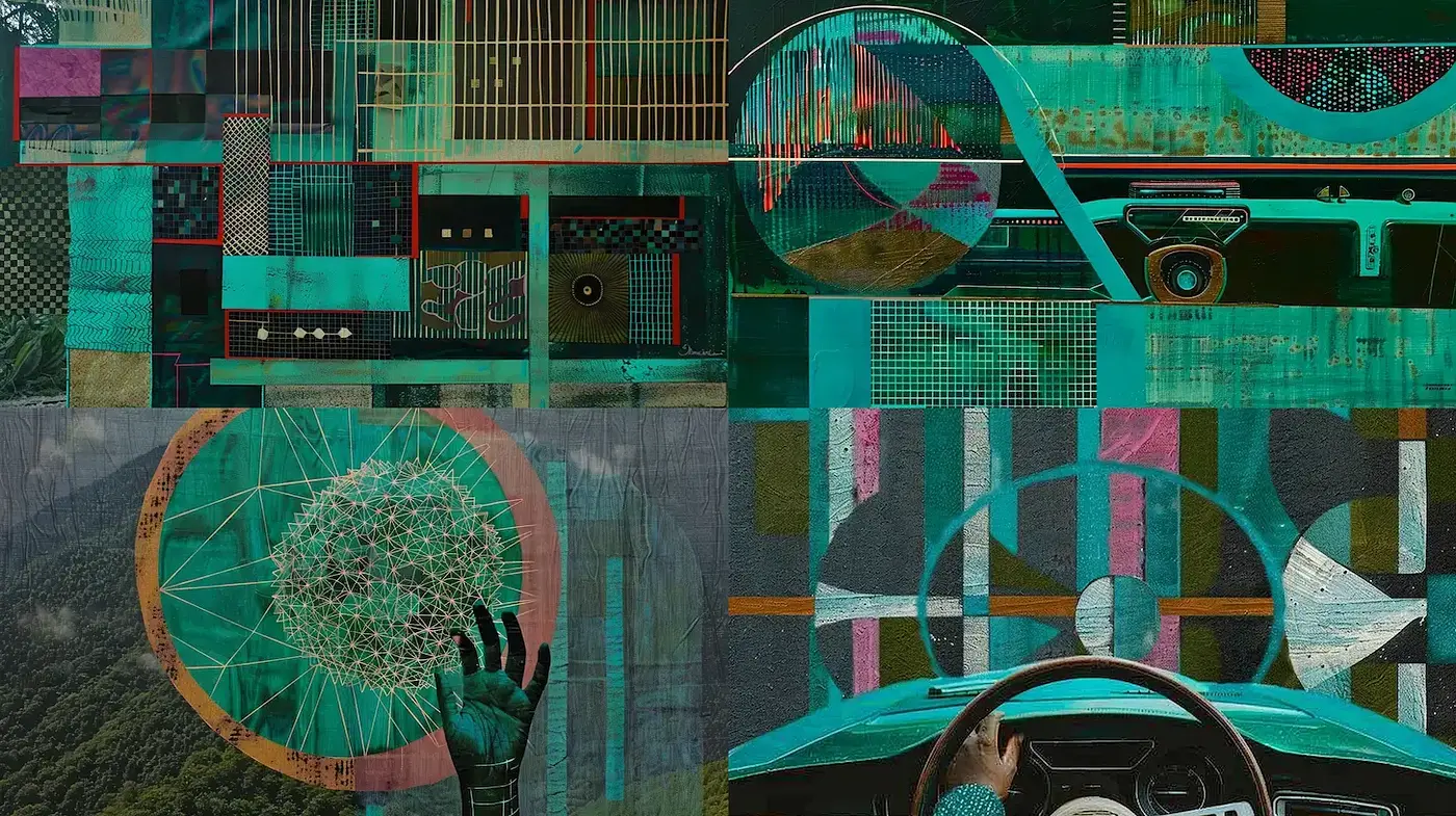 Dynamic Fusion of Retro and Abstract Aesthetics in Visual Art - Midjourney sref style