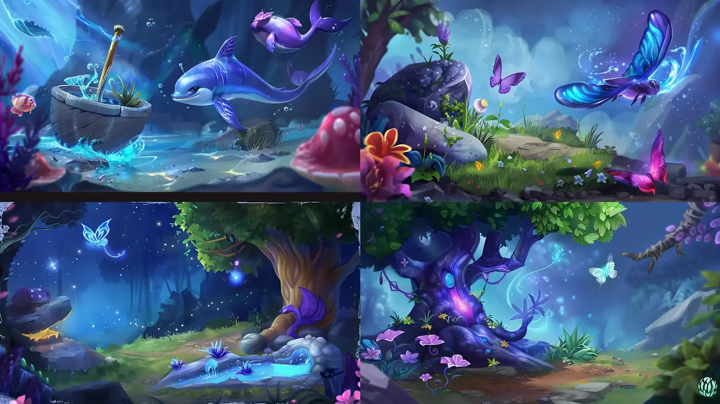 Enchanted Nightscapes: A Synthesis of Dreamy Fantasy and Luminous Vistas - Midjourney sref style