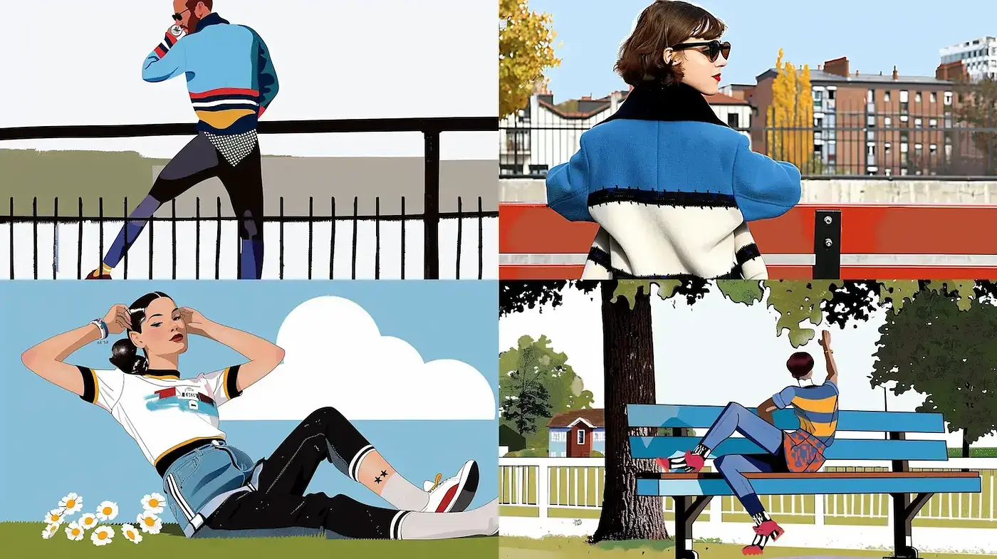 Contemporary Illustrative Style with a Retro Flair - Midjourney sref style