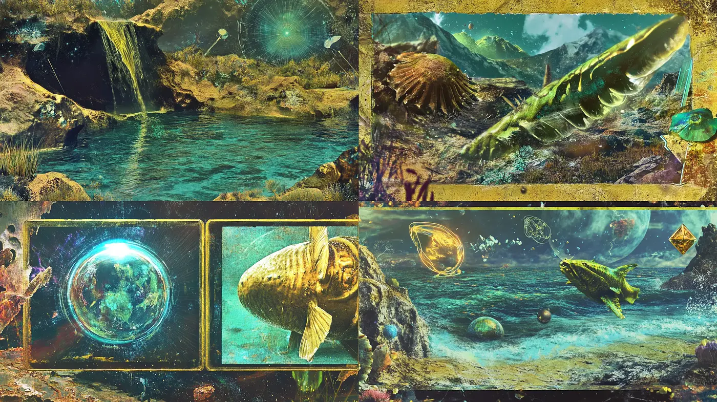 Ethereal Aquatic Dreamscape in Surrealist Overtones - Midjourney sref style