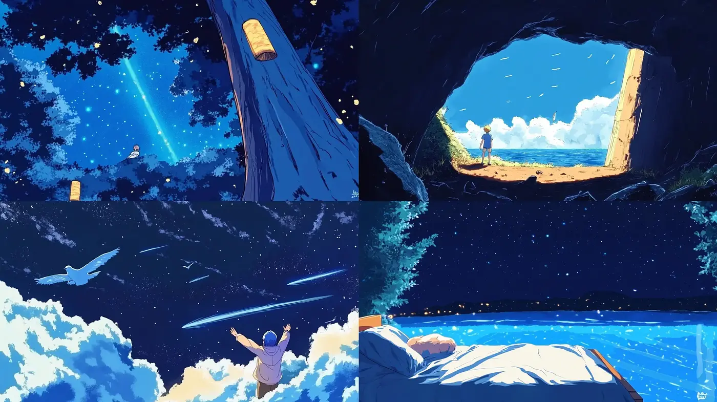 Celestial Nightscape: A Dreamlike Anime-Inspired Vignette - Midjourney sref style