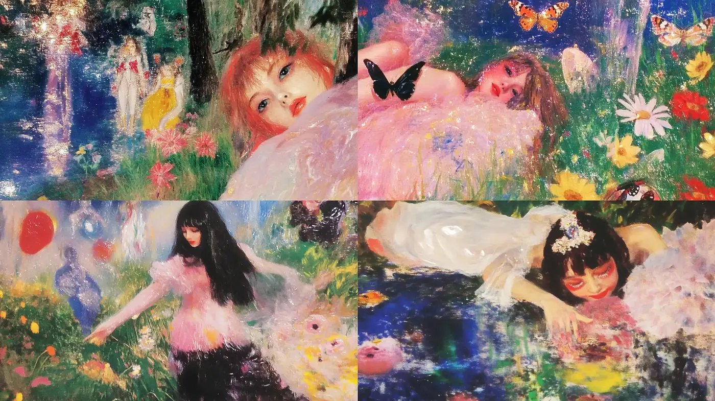 Ephemeral Dreamscape Portraits in Expressionist Blooms - Midjourney sref style