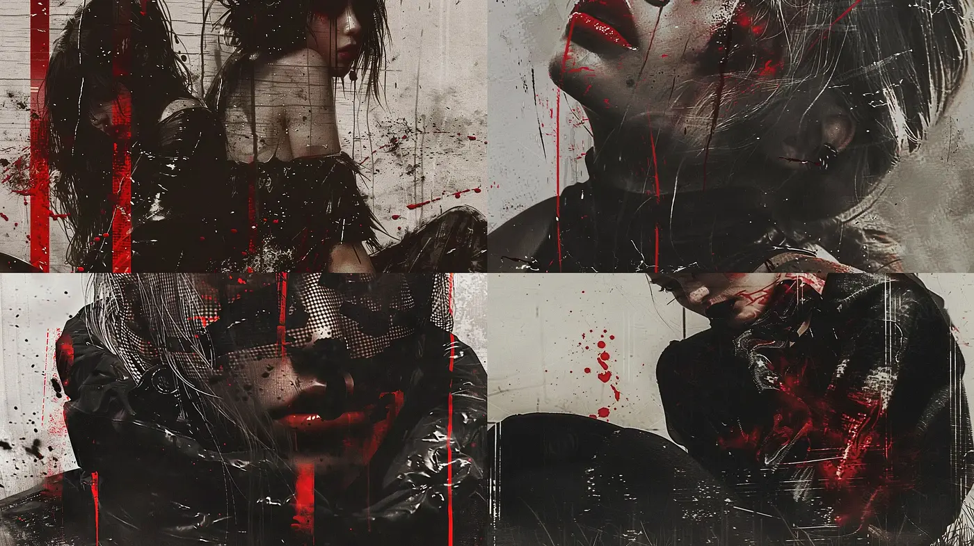 Gritty Textured Portraiture with a Distressed and Somber Aesthetic - Midjourney sref style