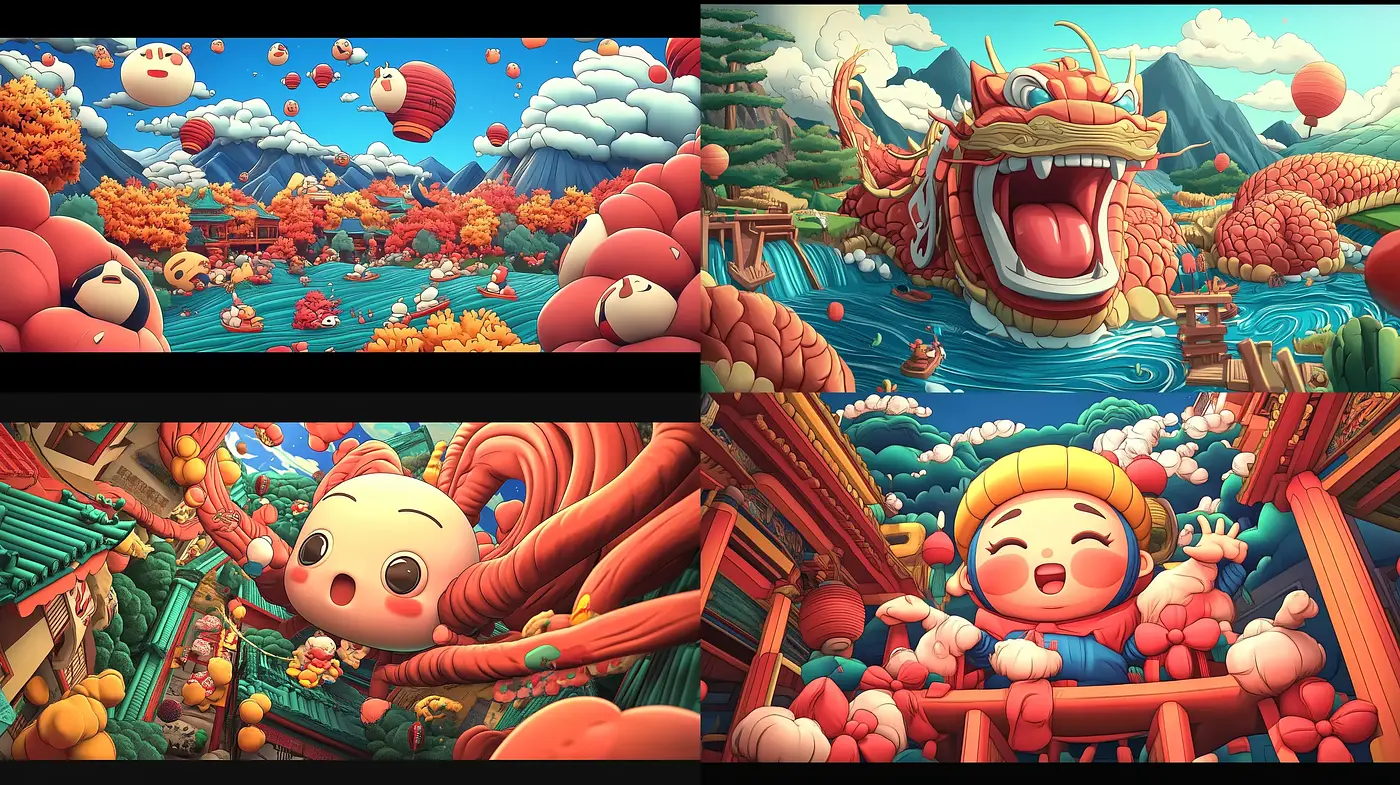 Whimsical Storybook Dreamscape in Saturated Colors - Midjourney sref style