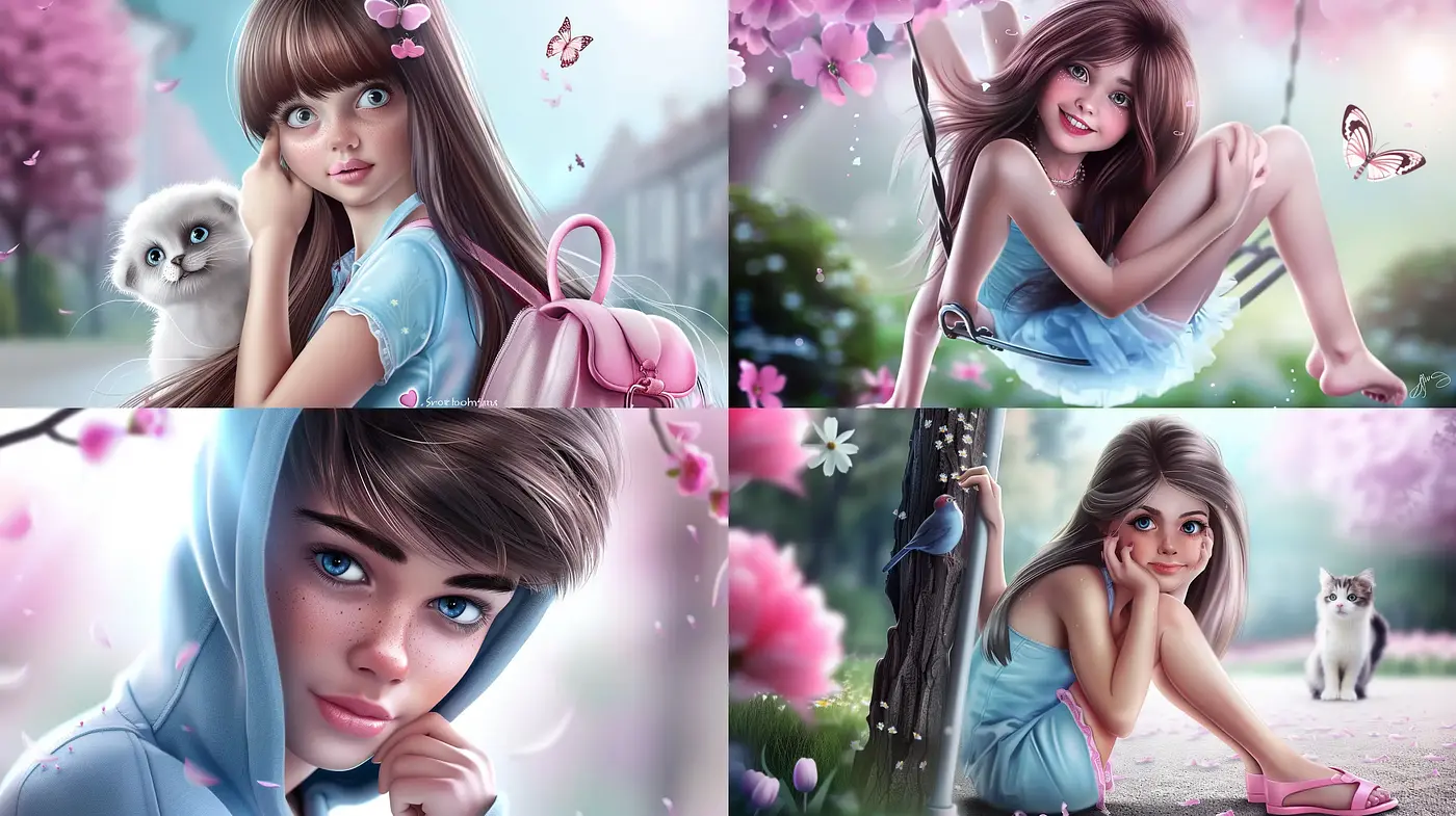 Enchanted Springtime: A Fantasy Portrait Series with Pastel Harmony - Midjourney sref style