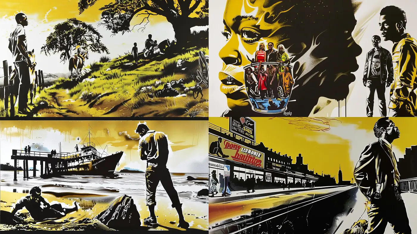 Noir-Inspired Stylized Vignettes with Retro Comic Book Aesthetics - Midjourney sref style