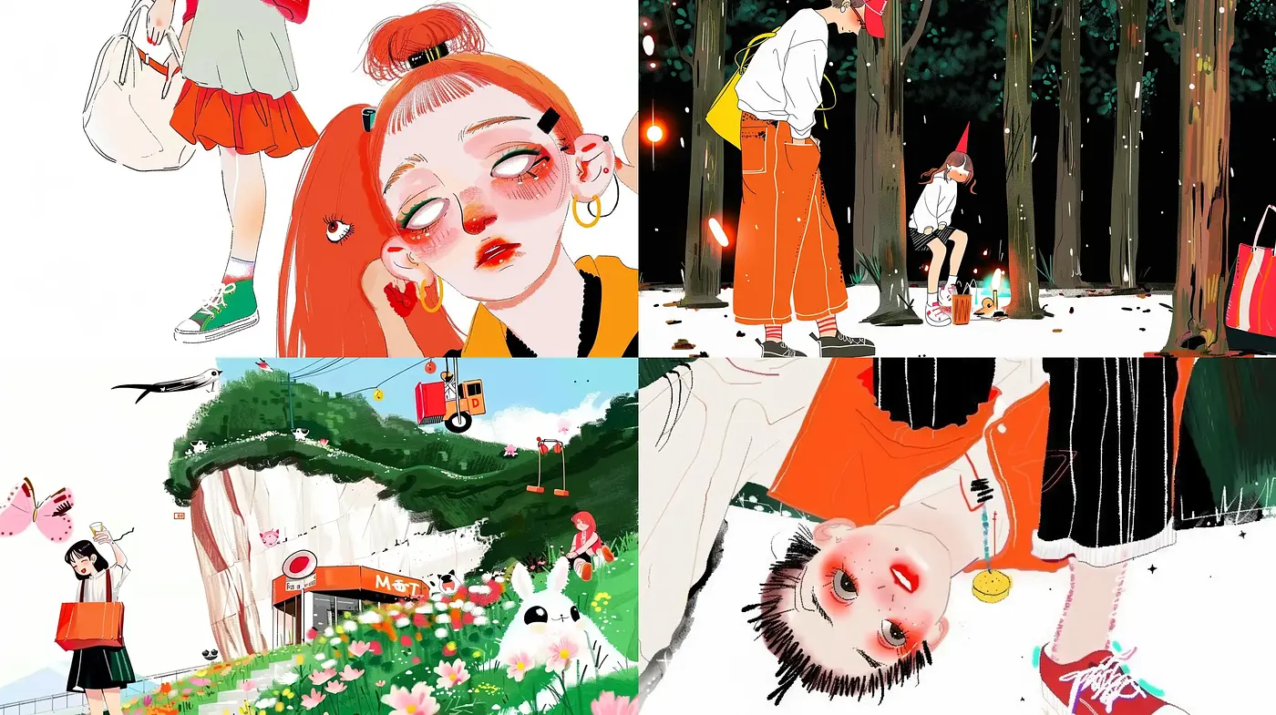 Whimsical Modern Manga with Stylized Nature Influences - Midjourney sref style