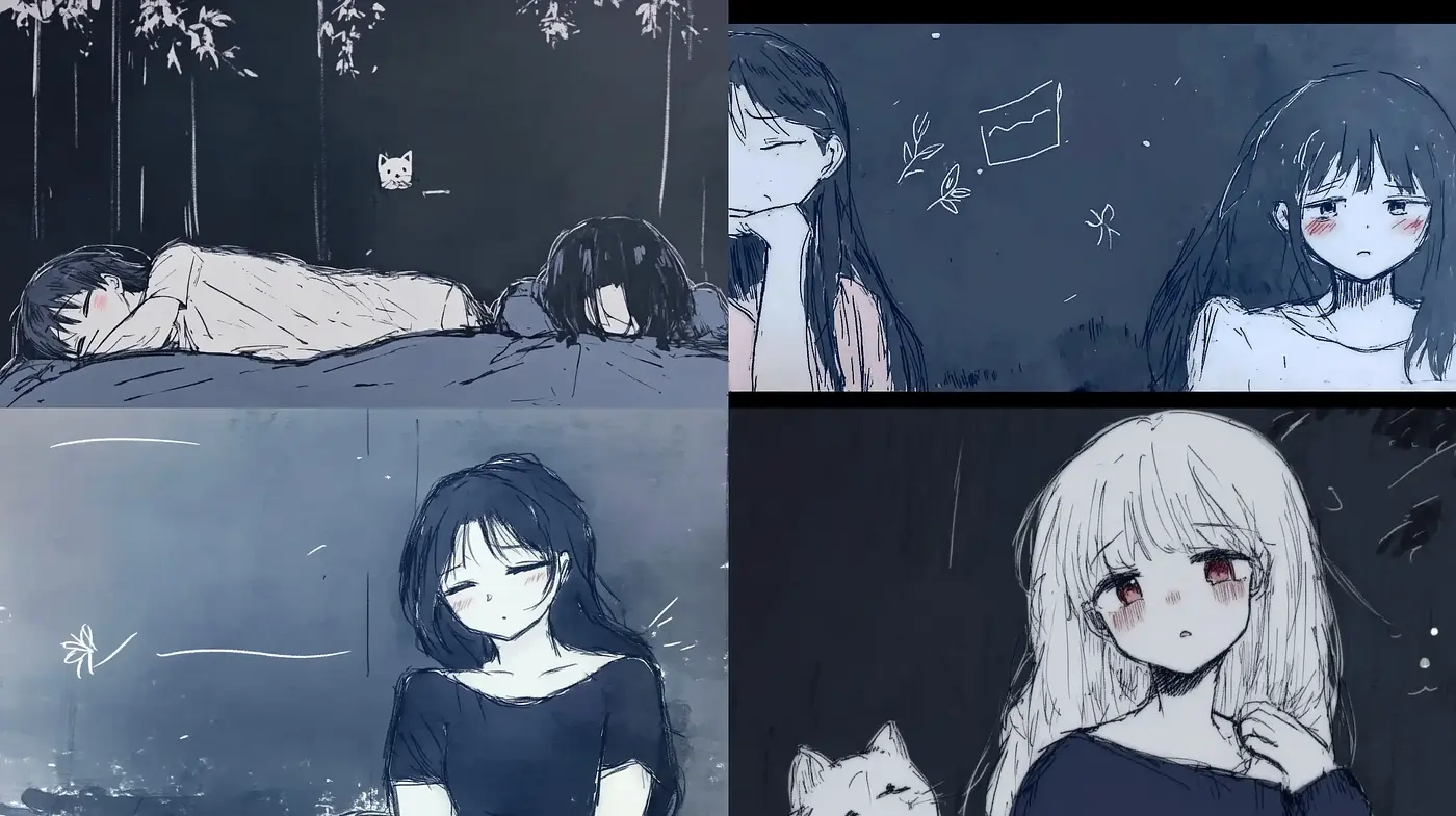 Melancholic Midnight Hues: A Study of Anime-inspired Stylization - Midjourney sref style