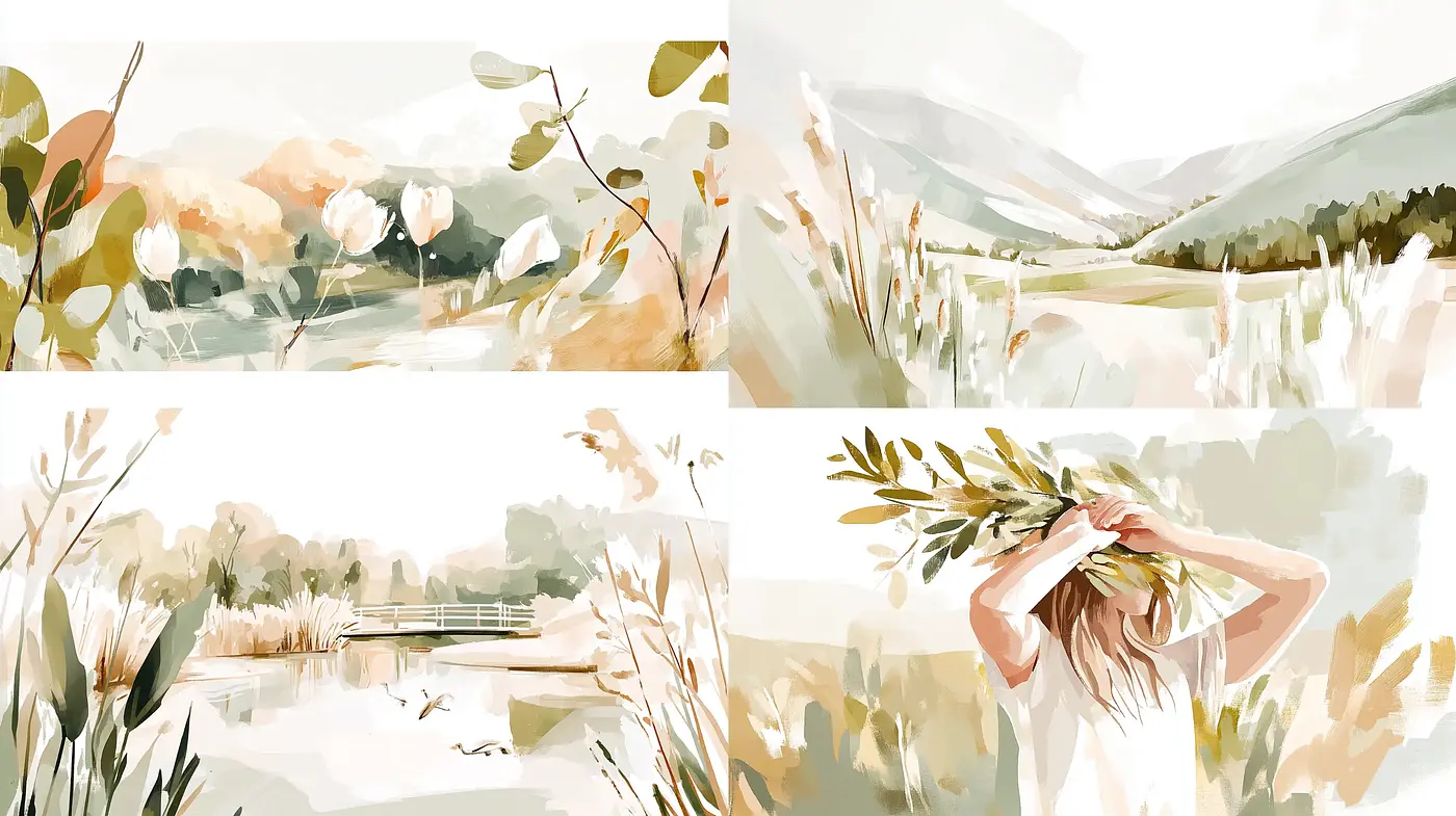 Soft-hued Pastoral Impressions in Contemporary Digital Brushwork - Midjourney sref style