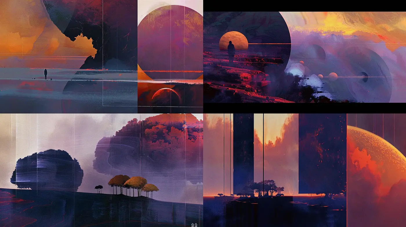 Ethereal Dusk: A Symphony of Surreal Skies and Dreamlike Landscapes - Midjourney sref style