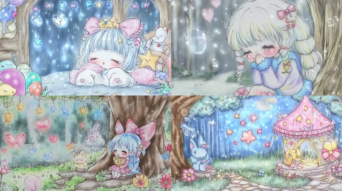Whimsical Pastel Dreamscape Illustrations - Midjourney sref style
