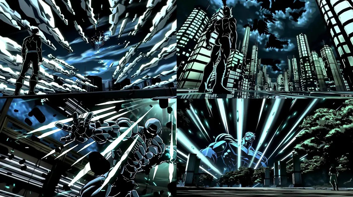 Dynamic and Energetic Urban Noir with a Futuristic Edge - Midjourney sref style