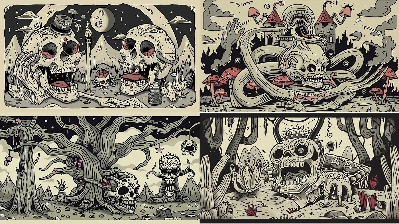 Gritty Monochromatic Tales: A Homage to Vintage Comic Horror - Midjourney sref style