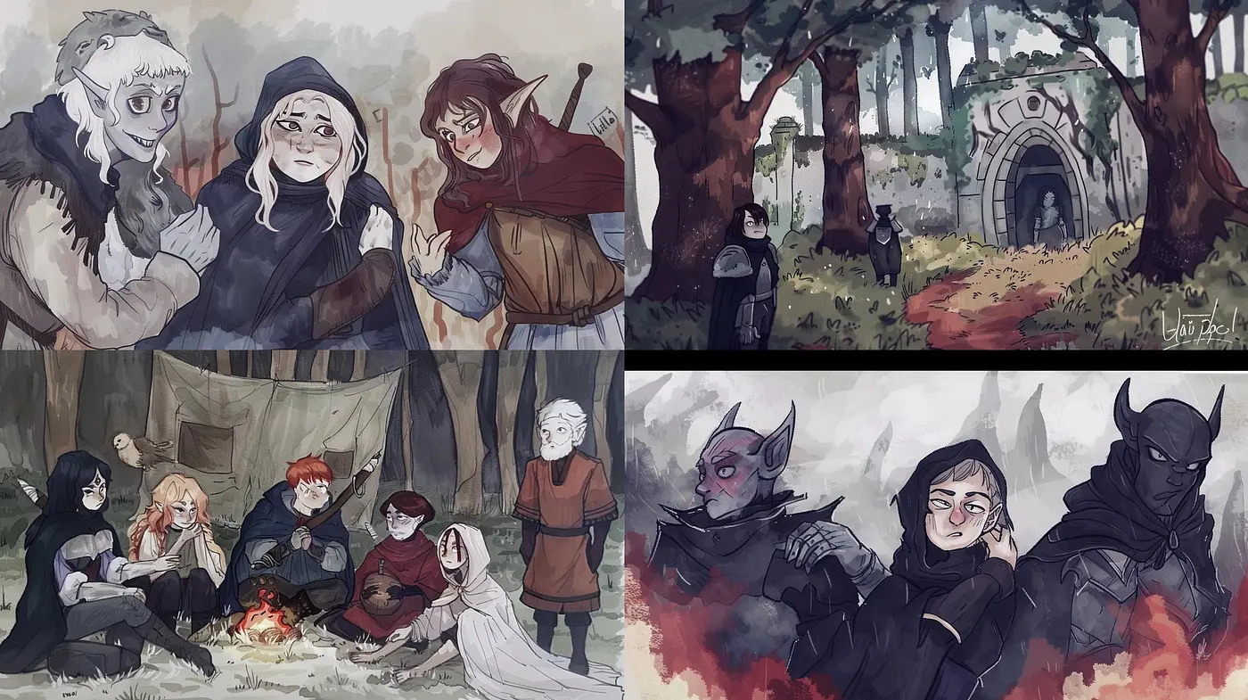 Enigmatic Fantasy Storyboard Artistry - Midjourney sref style