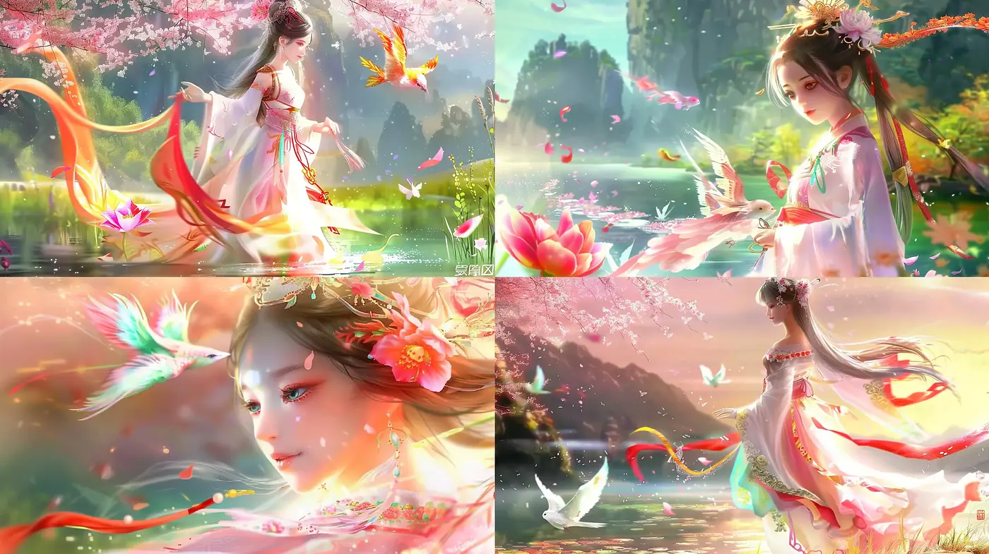 Ethereal Brushwork and Luminous Nature: An Enchanting Fusion of Traditional Asian Artistry and Digital Dreamscapes - Midjourney sref style