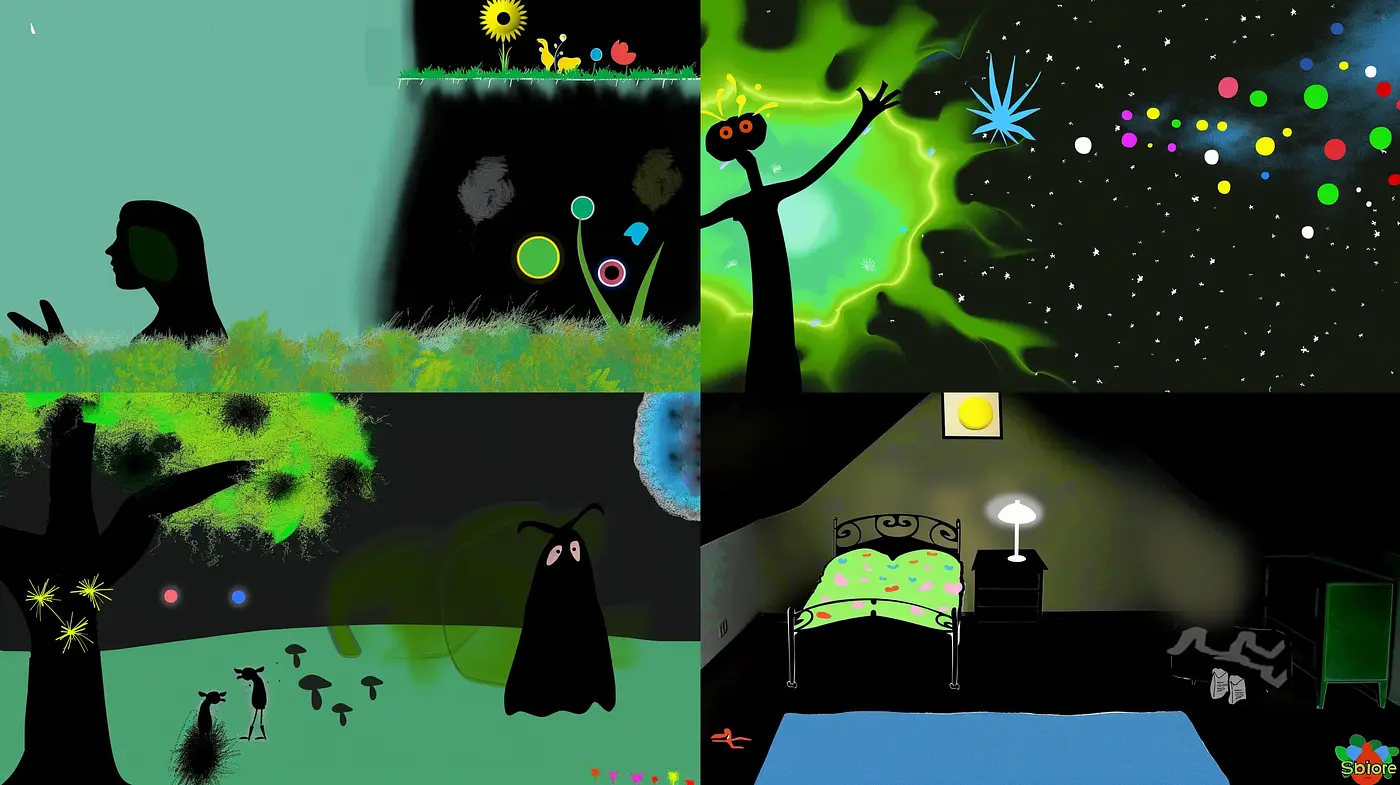 Surreal Nocturne with Vivid Splashes of Neon - Midjourney sref style