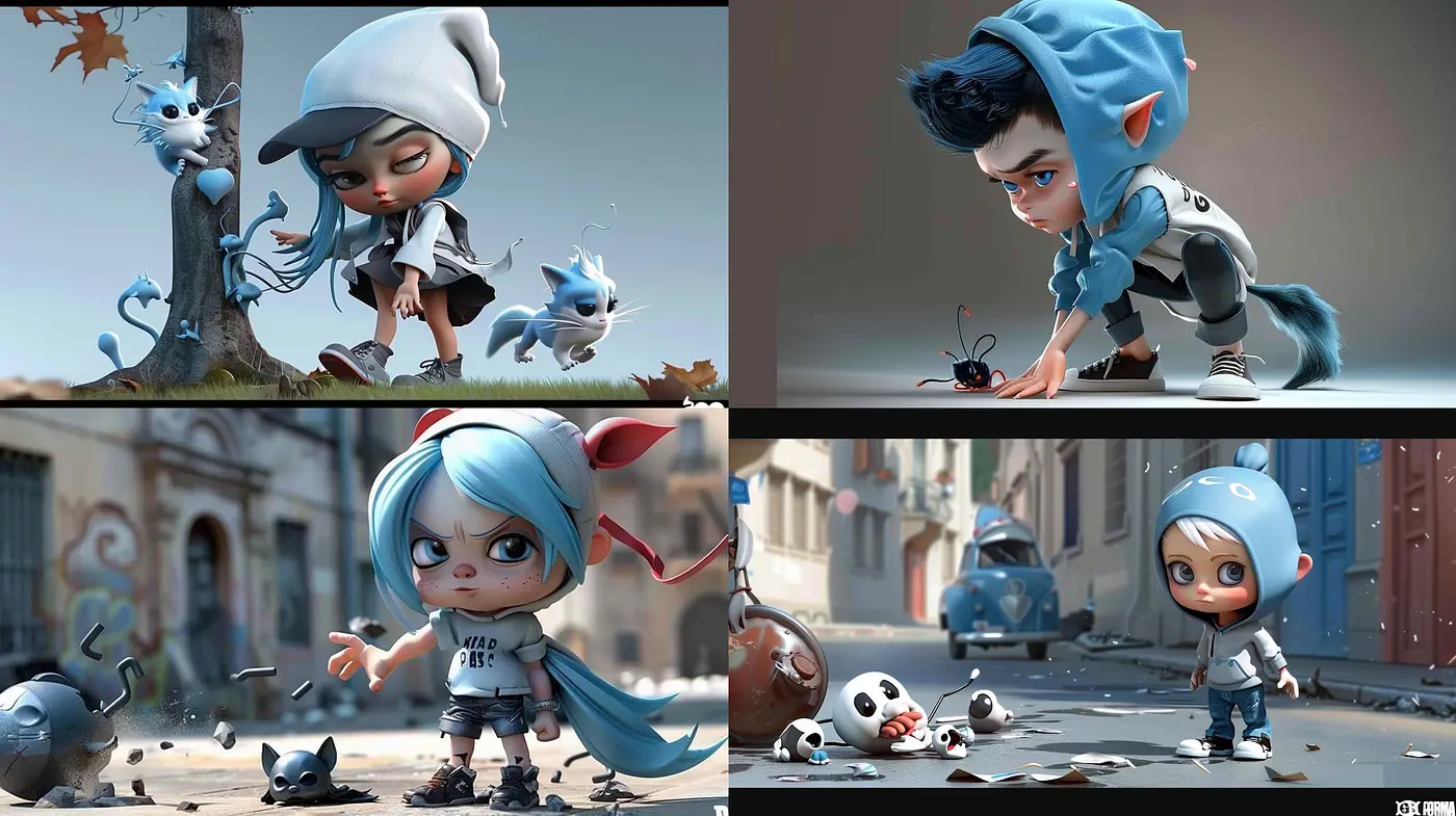 Consistently Stylized Whimsical Animations with a Cool Toned Storybook Appeal - Midjourney sref style