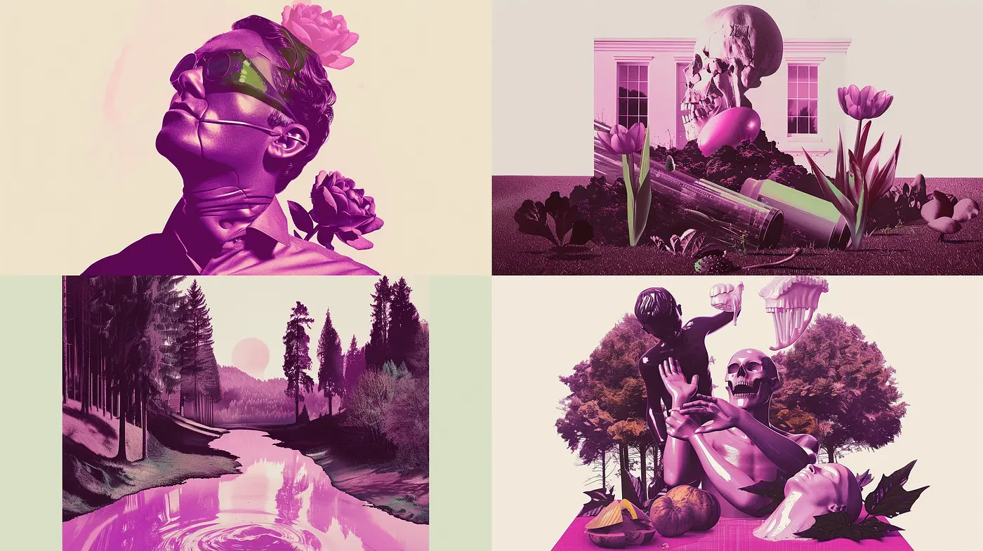 Surreal Magenta Dreamscape: A Study in Monochromatic Harmony and Whimsical Transformations - Midjourney sref style