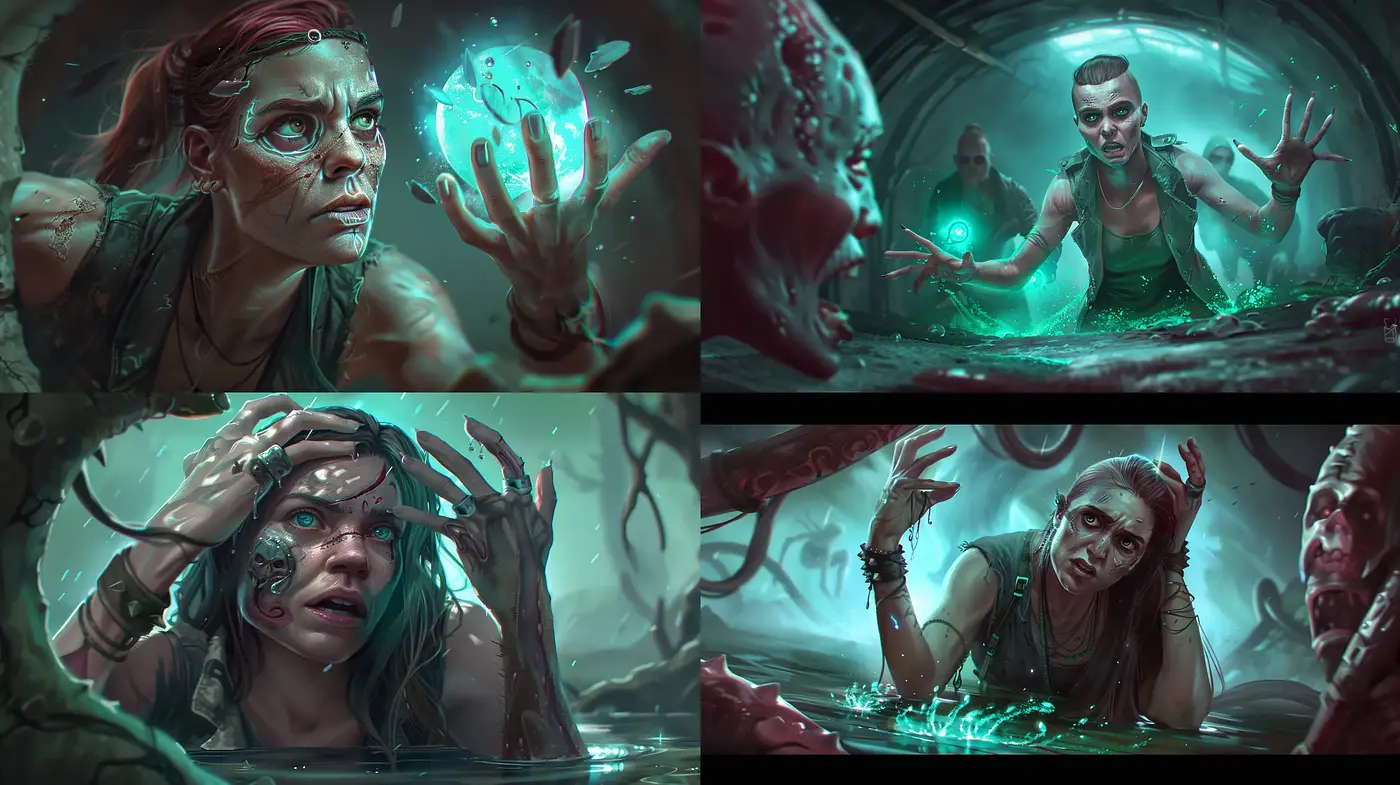 Mystic Emergence in Turquoise Hues: An Ethereal Sci-Fi Art Style Homage - Midjourney sref style