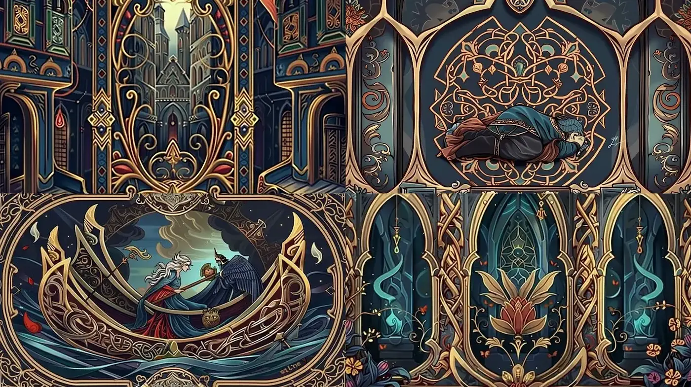 Intricate and Lush Decorative Art with a Mystical Atmosphere - Midjourney sref style