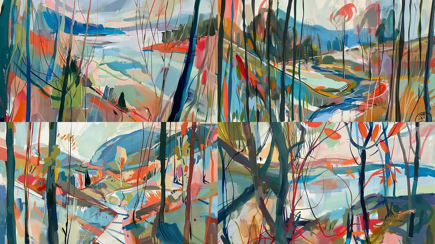Vibrant Abstract Landscapes with a Touch of Impressionism - Midjourney sref style