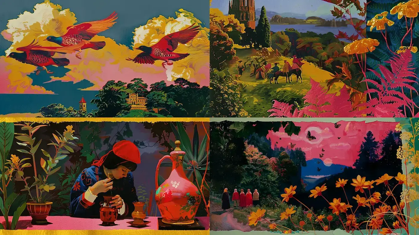 Ethereal Dreamscapes with Surreal Nature Overtones - Midjourney sref style