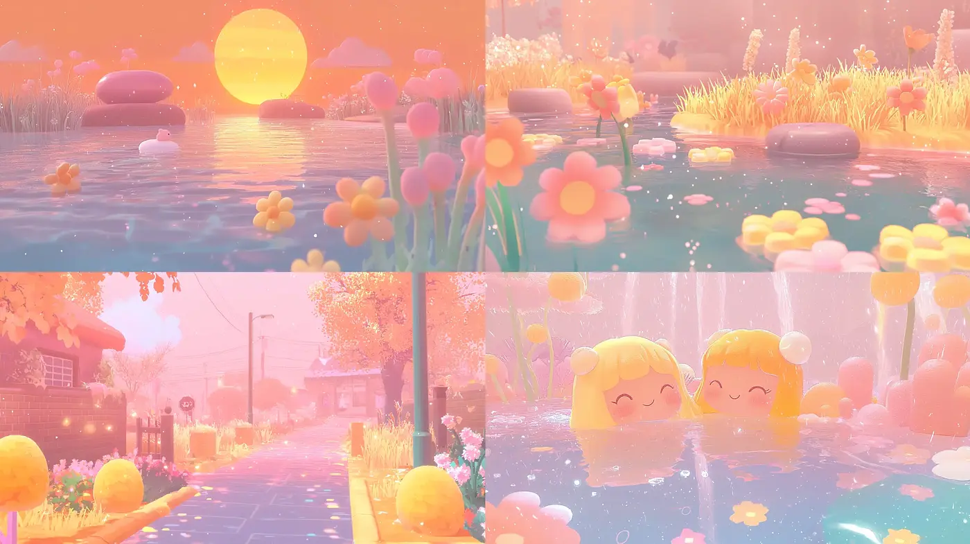 Warm Dreamlike Luminescence: A Consistent Pastel Delight Across Imaginative Scapes - Midjourney sref style