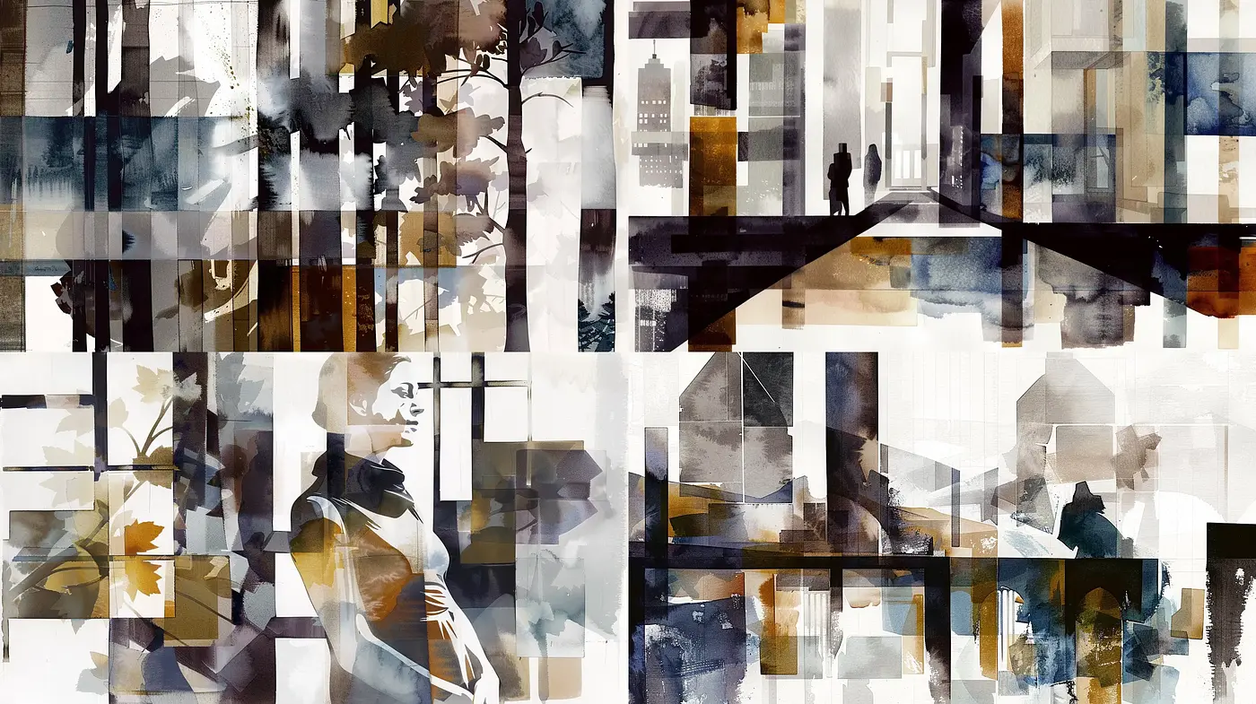 Abstract Urban Tapestry Rendered Through a Digital Dream-Scape - Midjourney sref style