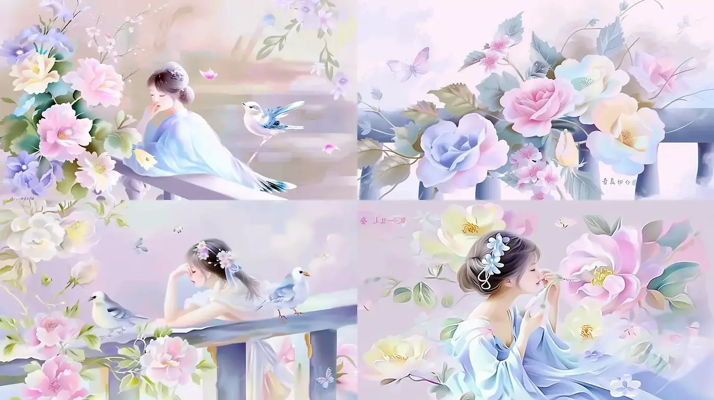 Delicate Floral Dreamscapes with Ethereal Quality - Midjourney sref style