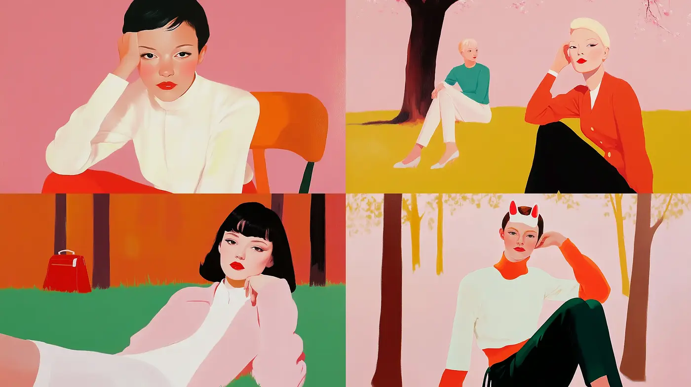 Modern Stylized Portraiture with a Touch of Vintage Charm - Midjourney sref style