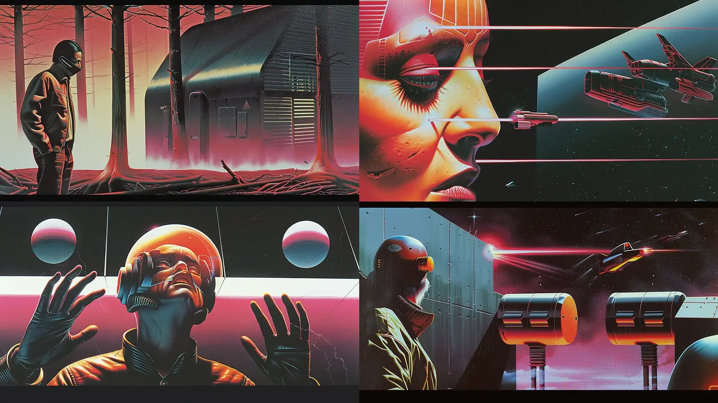 Retrofuturistic Synthwave Dreamscape - Midjourney sref style