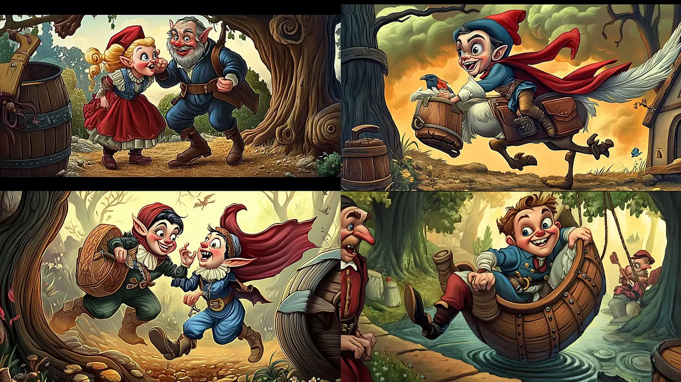 Enchanted Folkloric Adventure in Vibrant Chromatic Storybook Illustration - Midjourney sref style