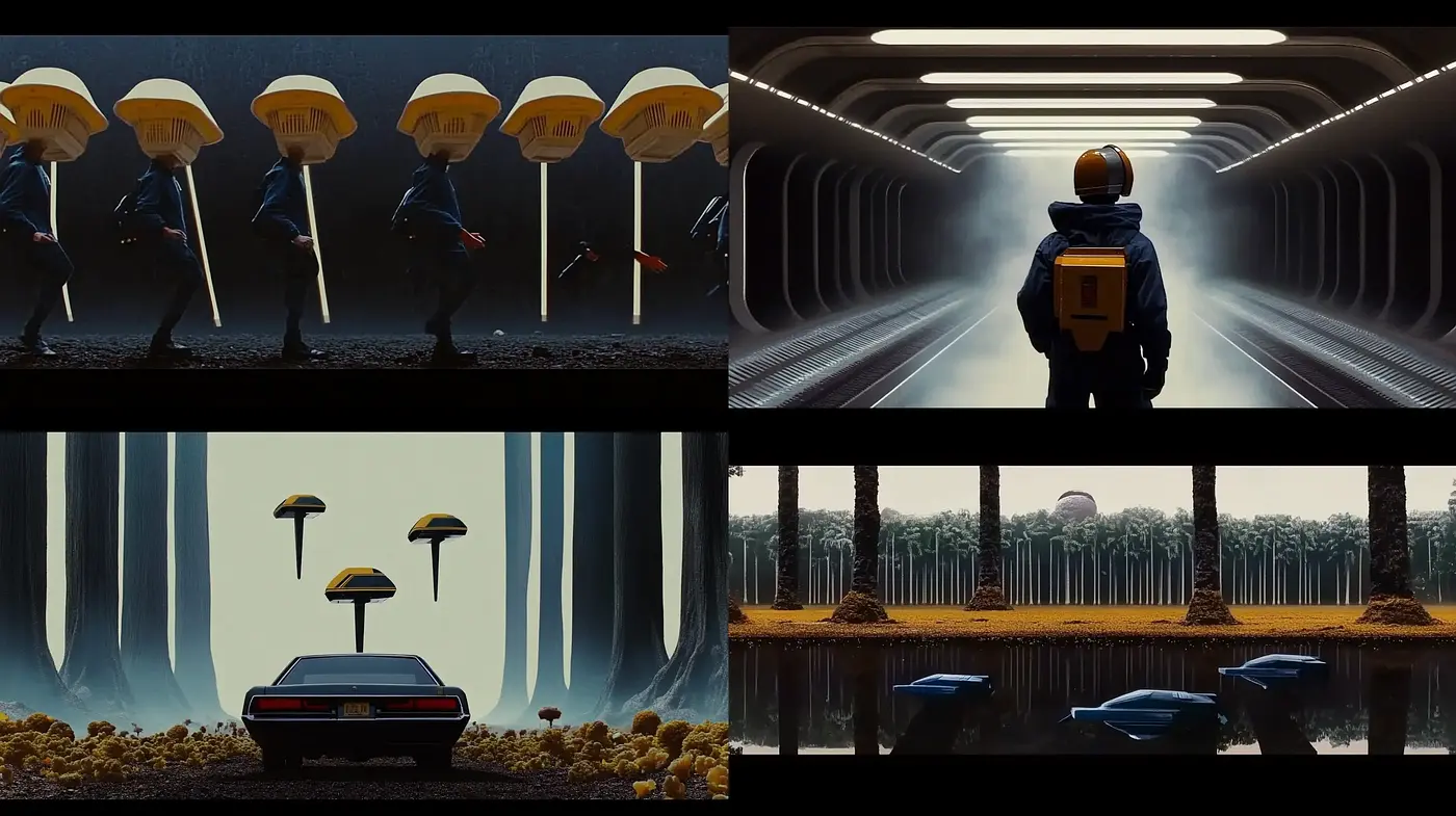 Futuristic Symmetry with a Nostalgic Sci-Fi Aesthetic - Midjourney sref style