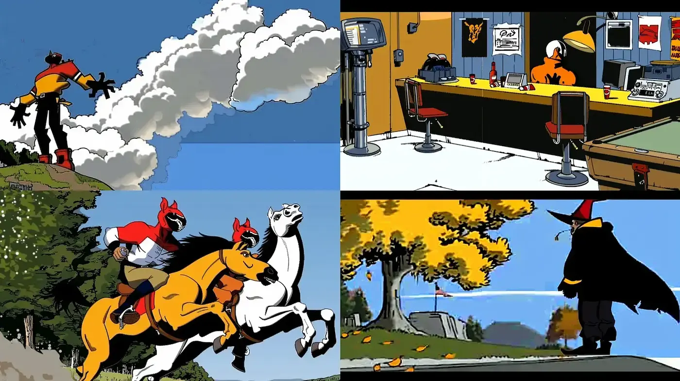 Dynamic Colorful Cartoon Sequences with a Playful Vibe - Midjourney sref style