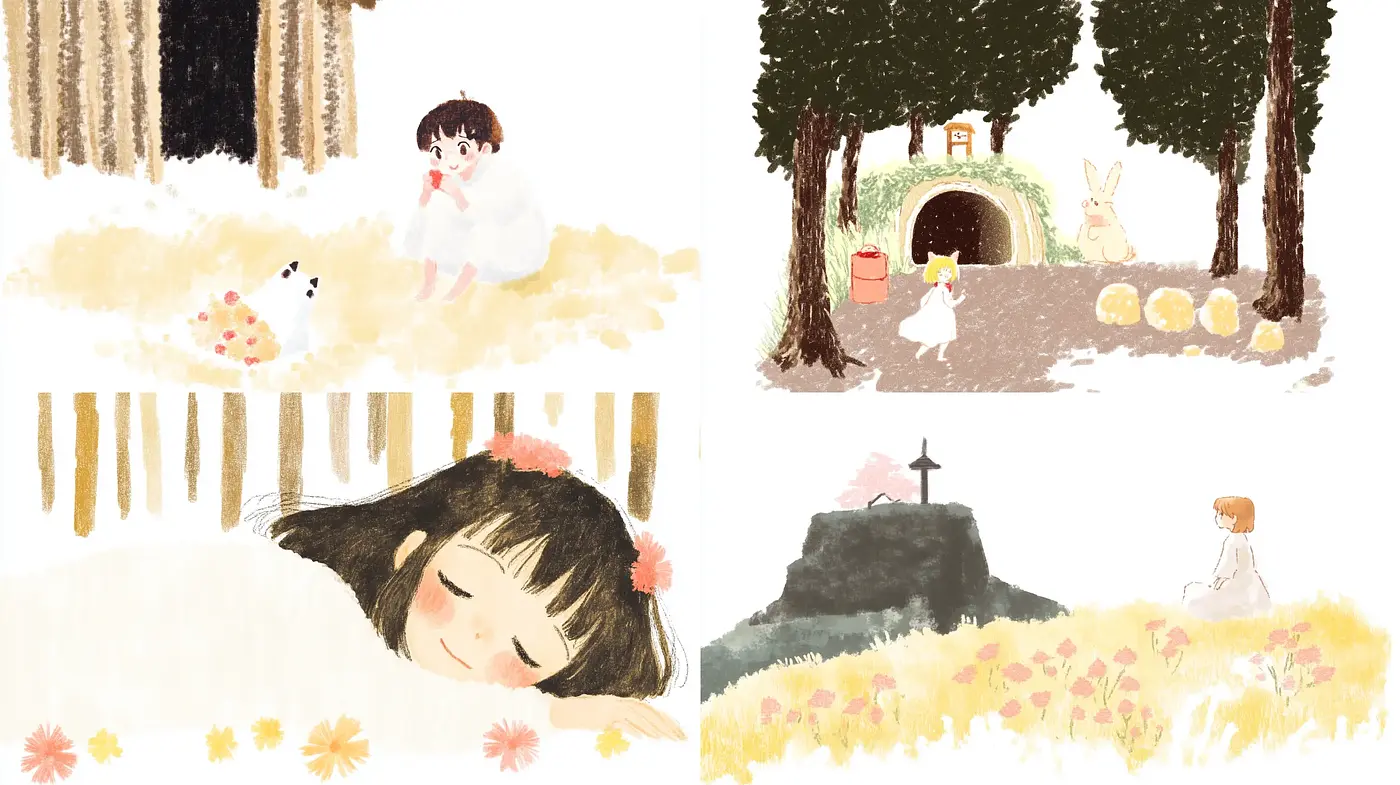 Whimsical Pastel Storybook Illustrations - Midjourney sref style