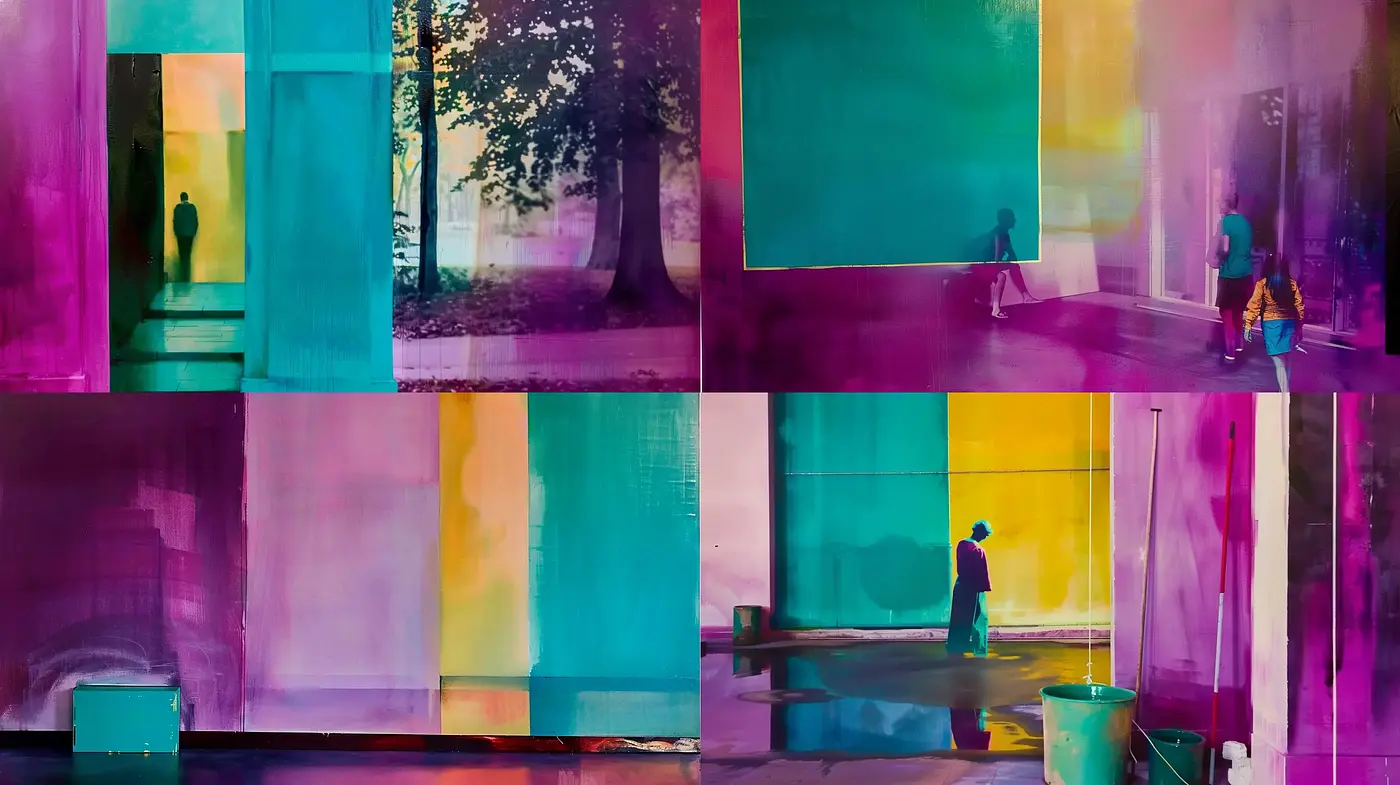 Chromatic Silhouettes within Abstract Expressionist-Inspired Urban Scenery - Midjourney sref style