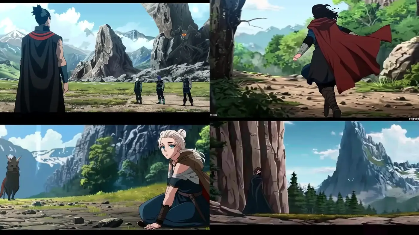 Epic Anime-Influenced Landscape Visions with Vibrant Tones - Midjourney sref style