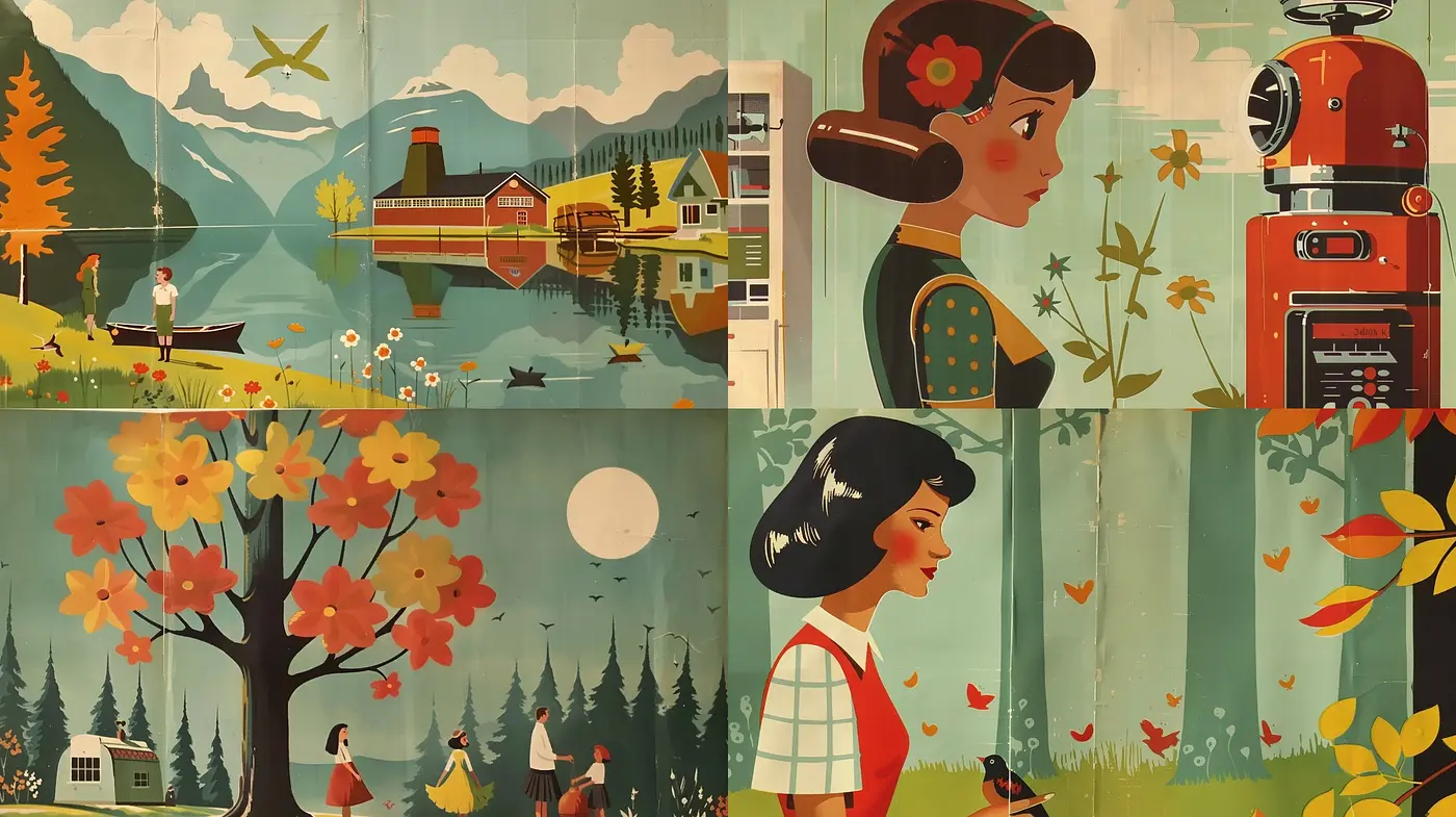 Evocative Mid-Century Illustrative Nostalgia - Midjourney sref style