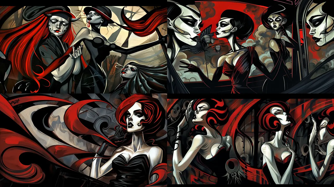 Gothic Elegance with Surrealist Undertones - Midjourney sref style