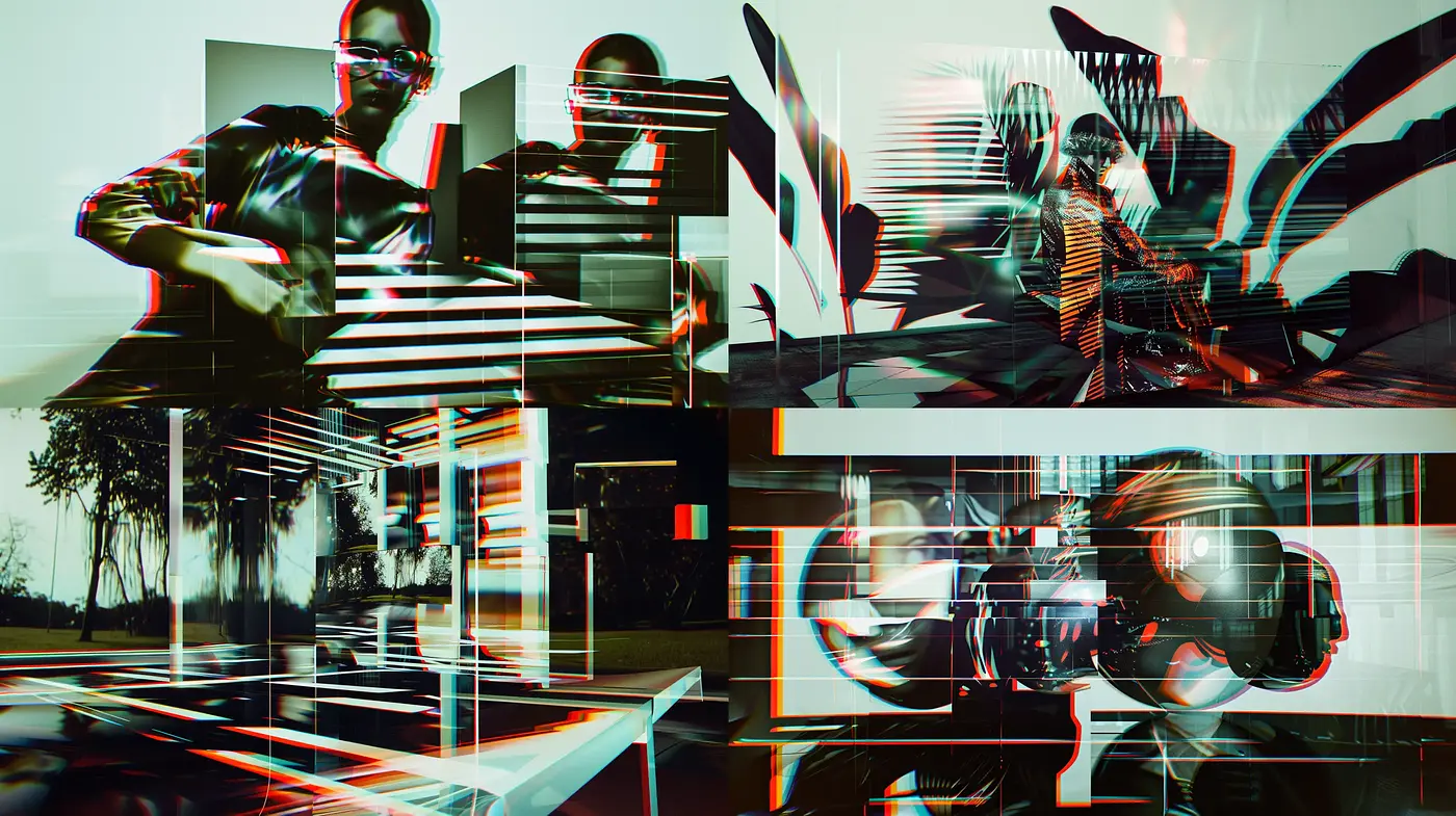 Futuristic Glitch Art Embroidering Visual Noise and Digital Aesthetics - Midjourney sref style