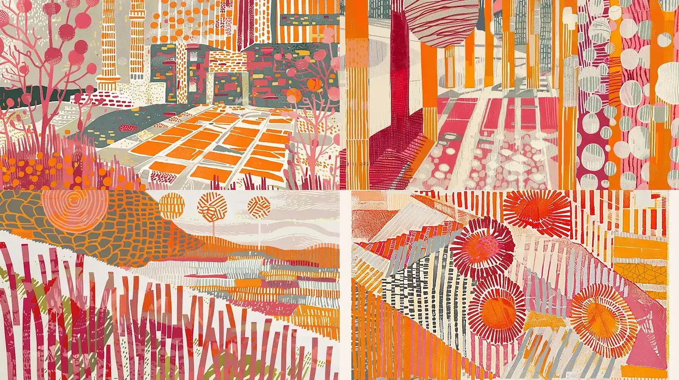 Vibrant Geometric Textures with a Retro Aesthetic - Midjourney sref style