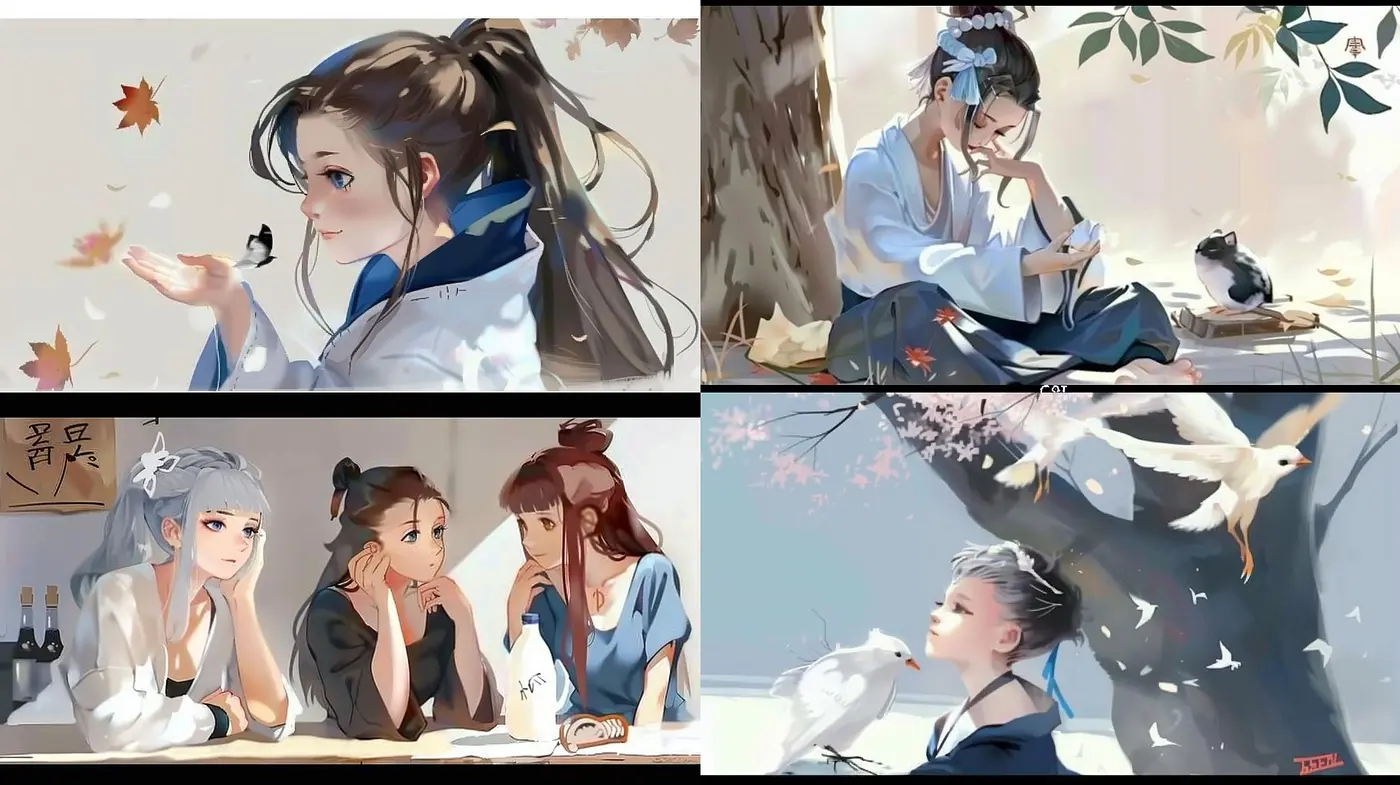 Serene Elegance: A Study in Subdued Tones and Ethereal Anime-Inspired Illustration - Midjourney sref style