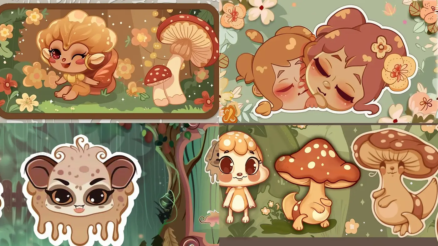Whimsical Forest Creatures in Soft Pastel Storybook Illustration - Midjourney sref style