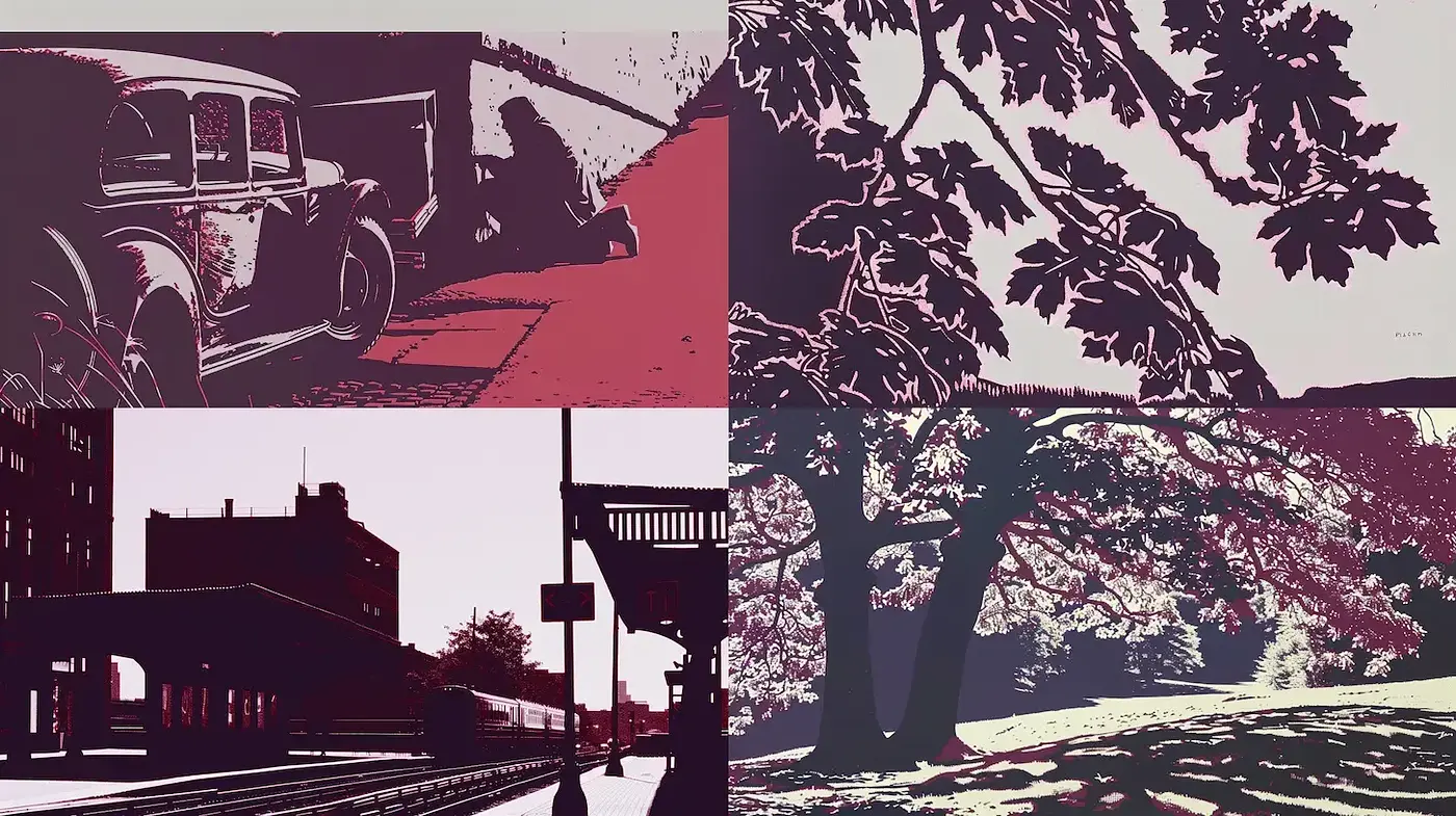 Stylized Urban and Natural Scenes with a Retro Twist - Midjourney sref style