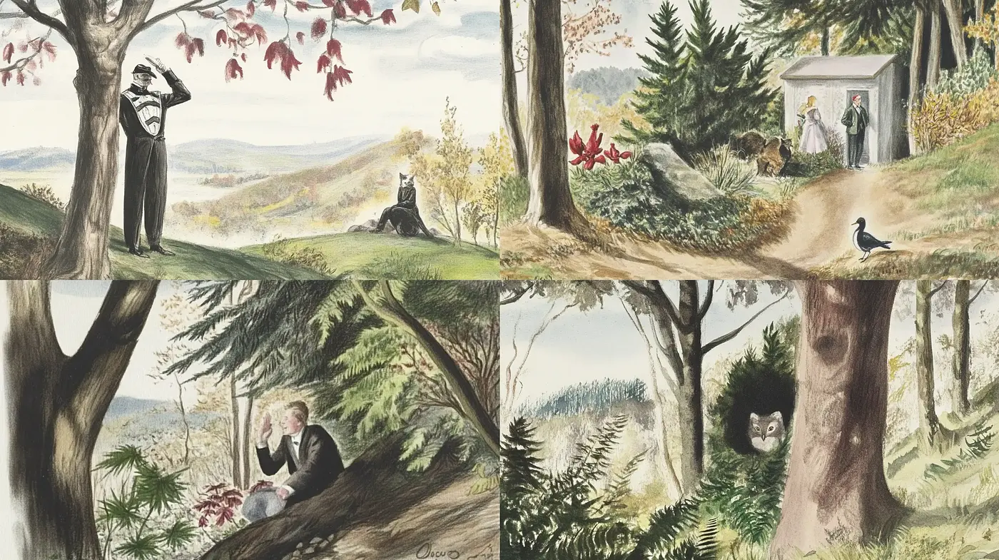 Serene Pastoral Landscapes with Vintage Watercolor Essence - Midjourney sref style