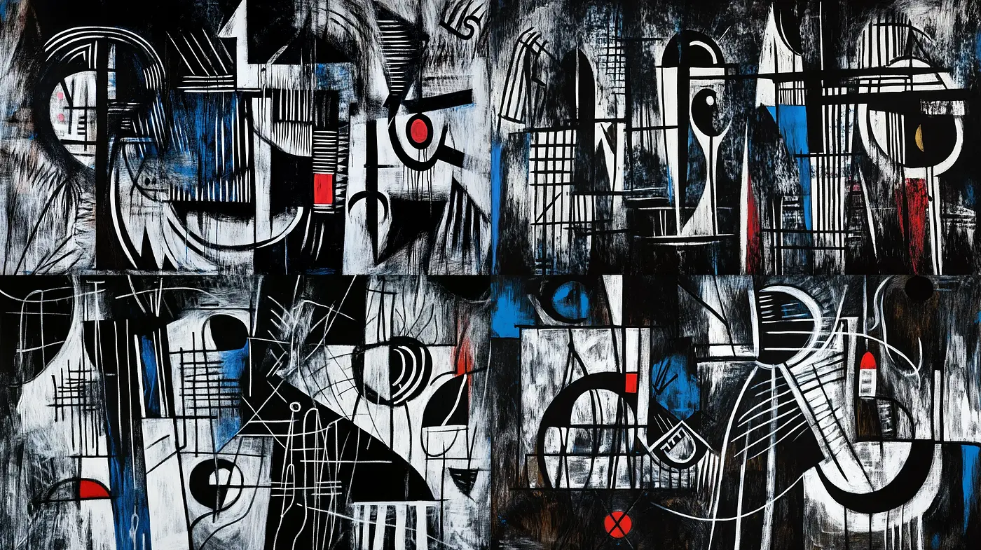 Abstract Expressionist Fusion with Cubist Overtones - Midjourney sref style