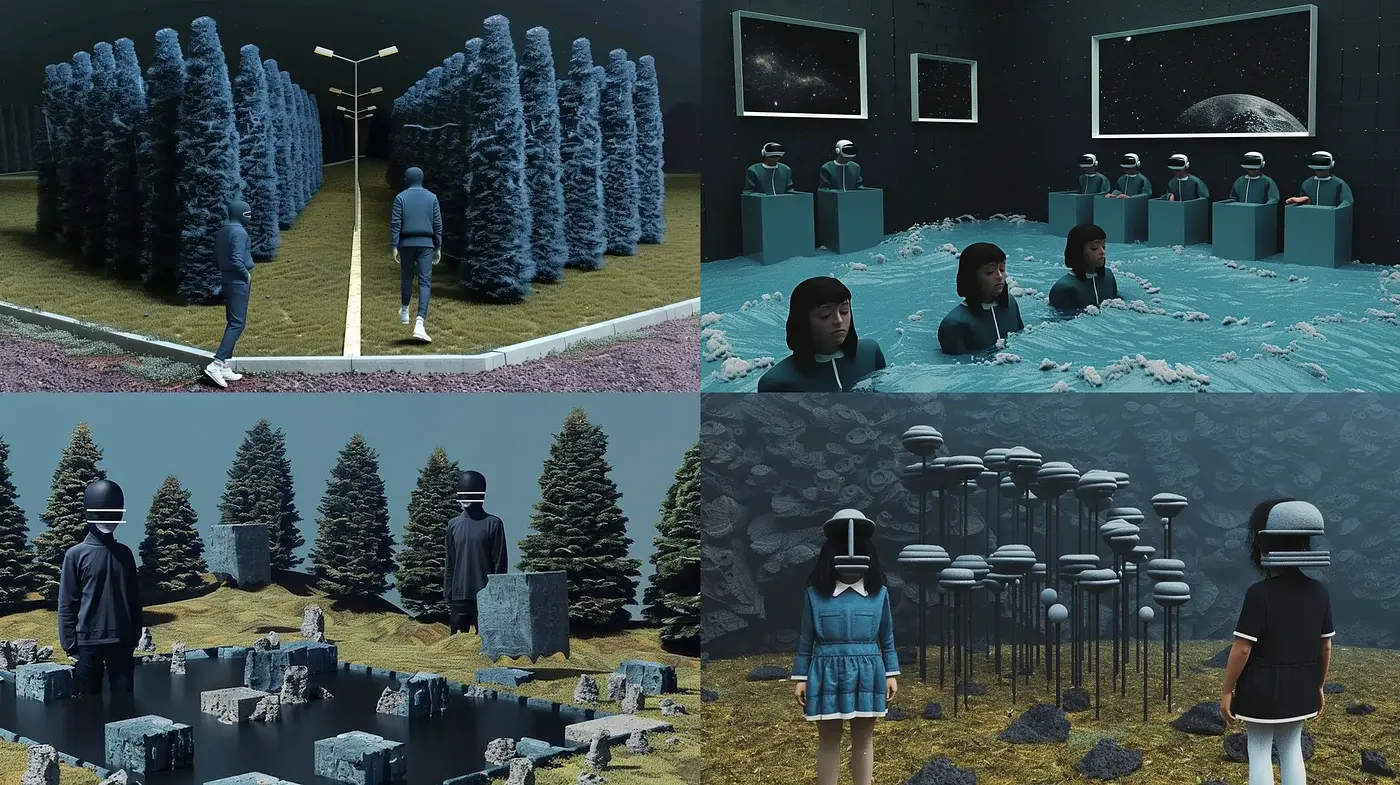 Surreal Dreamscapes with a Monochromatic Moody Essence - Midjourney sref style