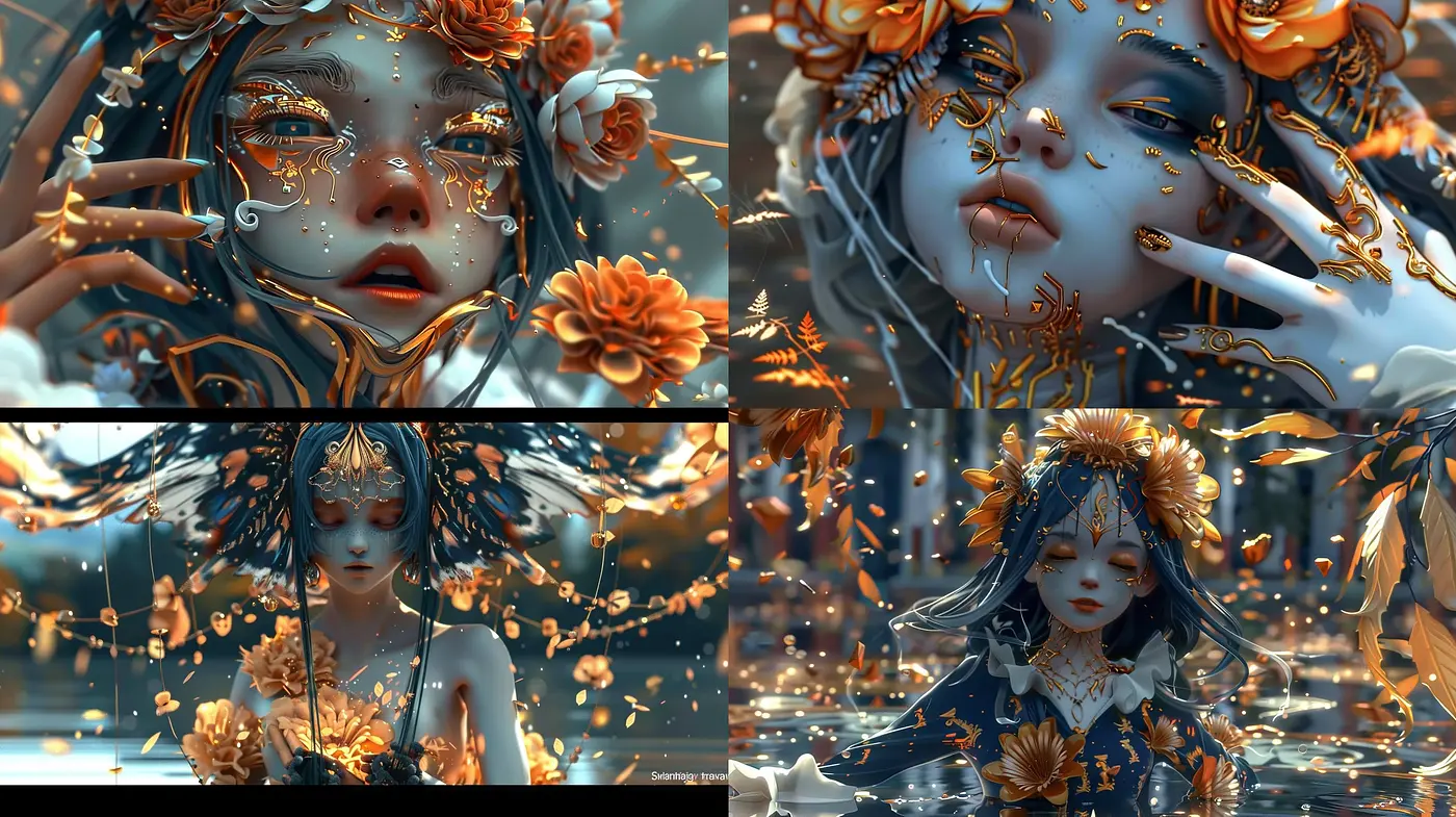 Ethereal Watercolor Dreamscape with Luminous Floral Overtones - Midjourney sref style