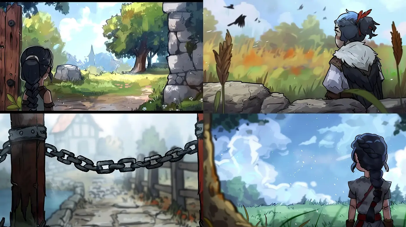 Lyrical Nature and Character Vignettes with a Stylized Painterly Essence - Midjourney sref style